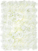Artificial Flower Wall ，Flower Wall Panel，For Wedding, 24X16 Inch, Flower Wall Background, for Party, Church Wall, Stage, Indoor and Outdoor Decoration（White）