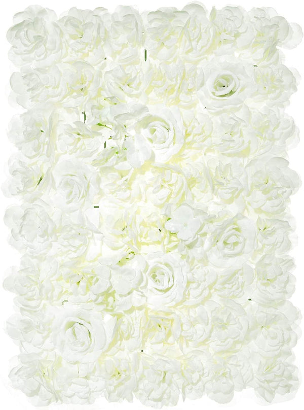 Artificial Flower Wall Panel - 24x16 inch - White - IndoorOutdoor Decoration for Weddings Parties Church  Stage