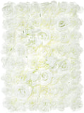Artificial Flower Wall ，Flower Wall Panel，For Wedding, 24X16 Inch, Flower Wall Background, for Party, Church Wall, Stage, Indoor and Outdoor Decoration（White）