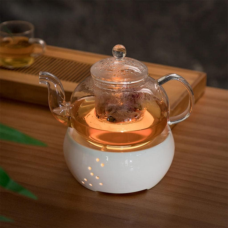 Gazechimp Ceramic Teapot Warmer, Durable Household Holder Base, with Metal Cushion Portable Tea Accessories, Candle Heater Heating Base for Milk, Coffee