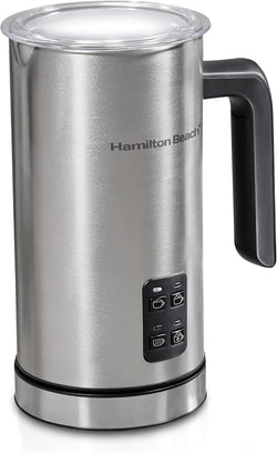 Hamilton Beach Electric Milk Frother & Warmer, Automatic Warm or Cold Foam, 5-10 oz., Create Café-Quality Coffee, Latte, Cappuccino, Frappe, Hot Chocolate, 4 Settings, Stainless Steel (43565C)