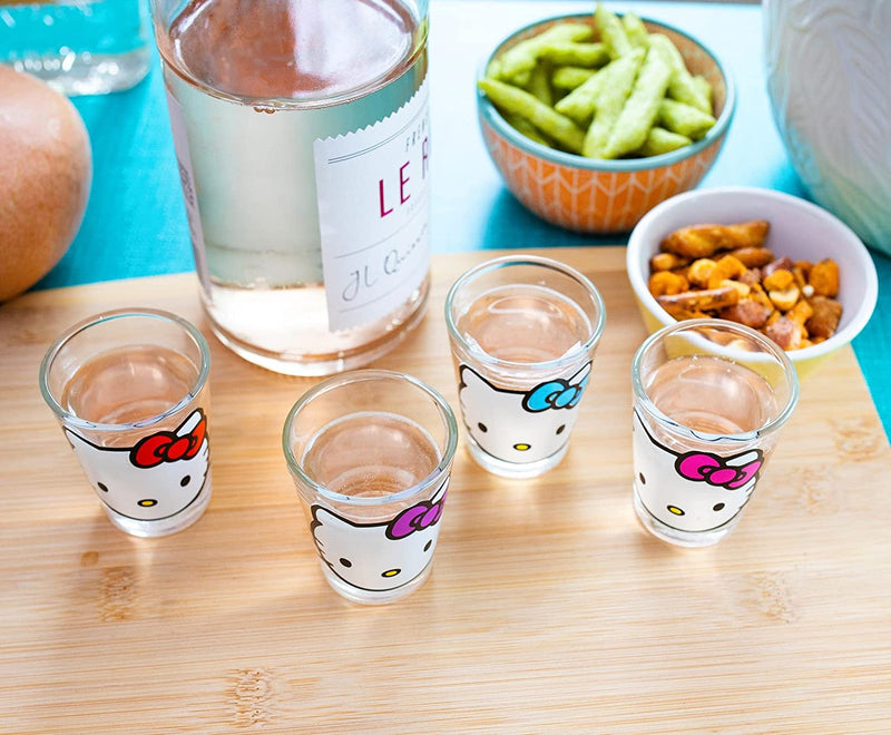 Silver Buffalo Sanrio Hello Kitty Faces 1.5-Ounce Mini Shot Glasses | Set of 4