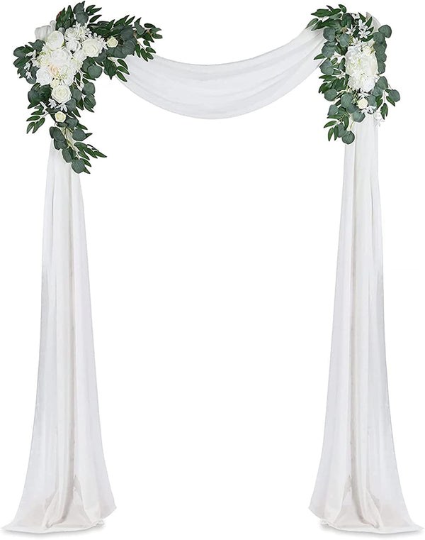 Wedding Swag Decor Artificial Arch Flowers Pack of 3 with Arch Drape and Ivory Greenery Floral Arrangement - Ceremony  Reception Backdrop