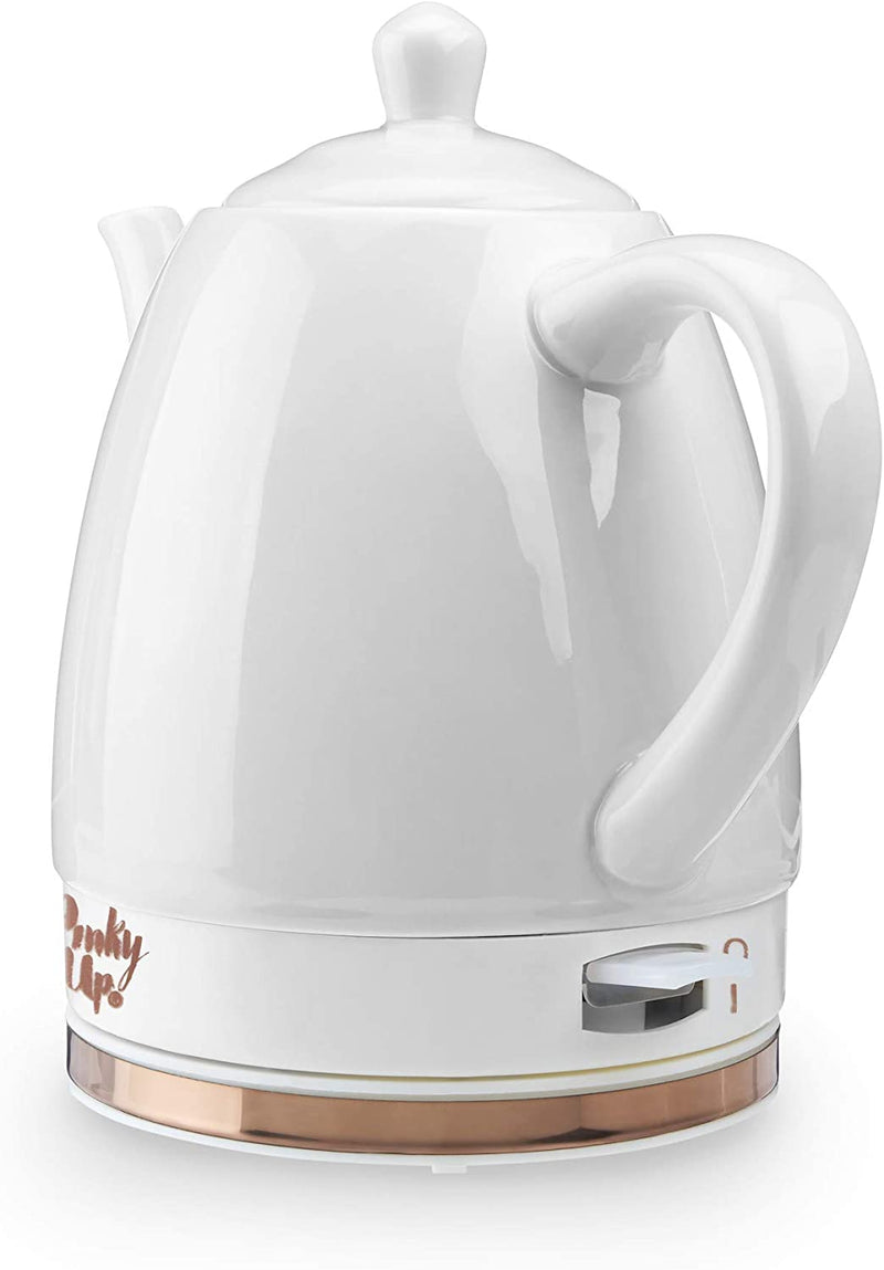 Pink Up Noelle Electric Tea Kettle, Gooseneck Kettle, Hot Water Dispenser, Pour Over Coffee, Automatic shut off, Cordless, Electric Teapot, 1.5L, Ceramic, Grey