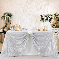 Glitter Tablecloth Silver Sequin Tablecloth Christmas 90X132 Inch Rectangle Sequin Overlay Sparkly Table Cloth Sequin Fabric for Wedding Table Decoration