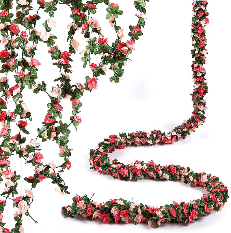 Artificial Rose Vine Garland Decor - 2 Pcs  164 Ft - Bedroom Wedding Party Christmas Valentines Day - Aesthetic Room Decor