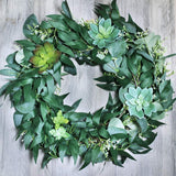 Fake Greenery Garlands Artificial Silver Dollar Eucalyptus Garland in Grey Green and Willow Twigs Garland Intertwined Together for Rustic Wedding Arch Swag Doorways Table Runner Decoration