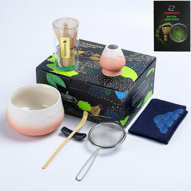 TEANAGOO Japanese Tea Set Matcha Whisk Set Matcha Bowl Bamboo Matcha Whisk (chasen) Scoop (chashaku) Matcha Whisk Holder Tea Making Kit. MSB-5 Matcha Green Tea Powder Kit. Matcha Tea Kit