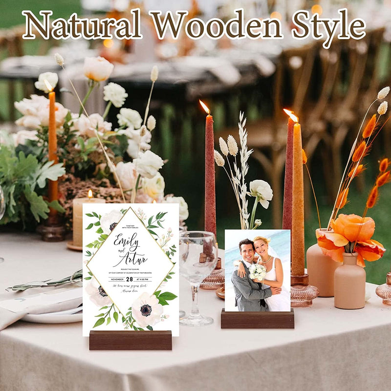 24 Pcs Wooden Place Card Holders Wood Table Numbers Display Stands with 30 Pcs Rustic Place Cards Kraft Tent Escort Cards for Wedding Party Events Home Decoration Sign, 4 X 1.18 X 0.8 Inch