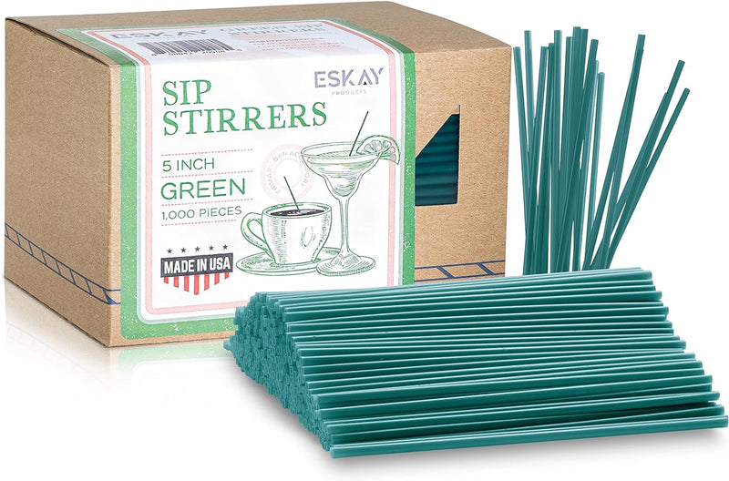 1000 Plastic Coffee Stirrers, 5-Inch Cocktail Straws and Stir Sticks for Coffee Bar and Restaurants, Made in USA (Neon)