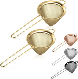 2 Pack Stainless Steel 18/8 Small Food Strainer, Fine Mesh Sieve with Long Handle, Cocktail Strainer For Cocktails, Tea Herbs, Coffee & Drinks, Rust Proof & Great as Tea Strainer, 3.5inch