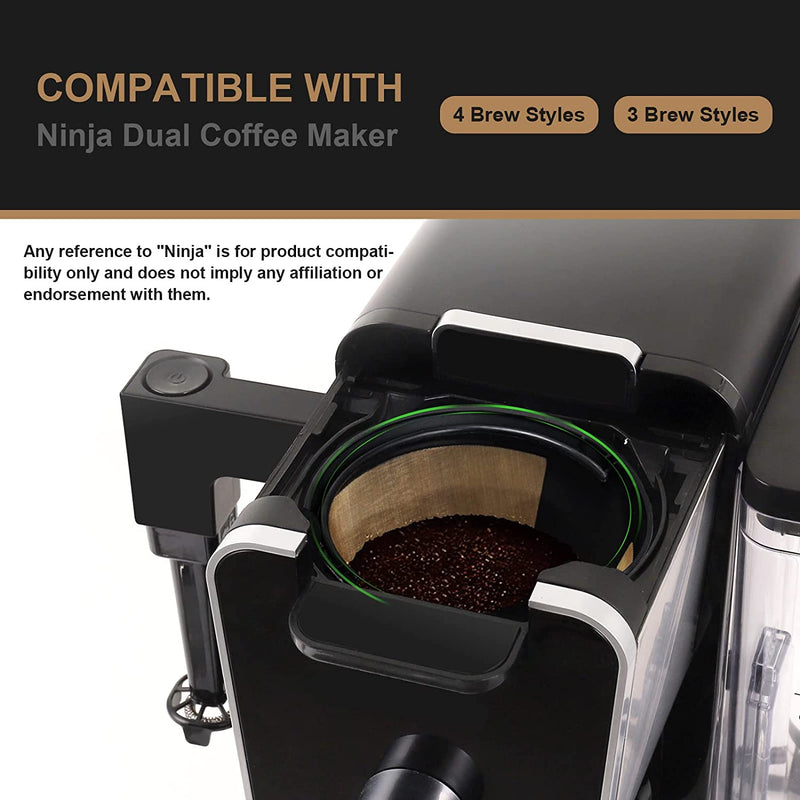 Reusable Coffee Filter for Ninja Dual Brew Coffee Maker, 3 Pack K Cup Reusable Coffee Pods and 2 Pack Coffee Maker Filter #4 for Ninja Dual Brew Coffee Maker Ninja CFP301 CFP201 Coffee