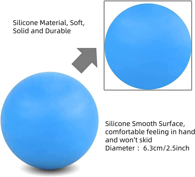 WOVTE Massage Lacrosse Ball for Sore Muscles, Shoulders, Neck, Back, Foot, Body, Deep Tissue, Trigger Point, Muscle Knots, Yoga and Myofascial Release (Blue)