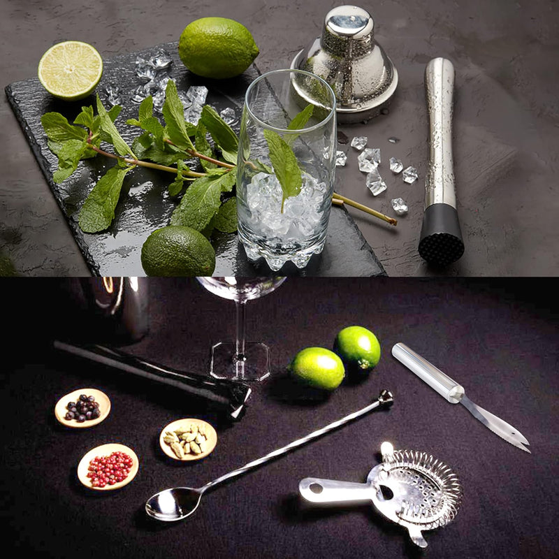 Highball & Chaser Cocktail Shaker Set: Bartender Kit for Home Bar Mixology Cocktail Bar Set Plus E-Book with 30 Recipes (Silver)