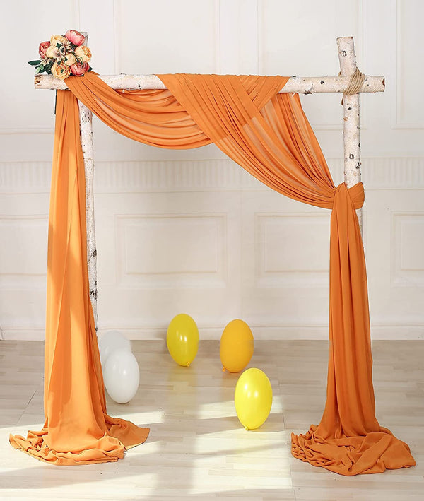 Chiffon Fabric Drapery for Wedding or Party ArchBackdrop - Orange 2 Panels 27x216 in