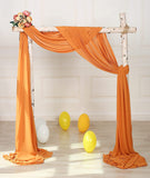 2 Panels Chiffon Fabric Drapery Wedding Arch Drapes, Party Backdrop Curtain Panels, Ceremony Reception Swag Decoration (27 X 216 Inch, Orange & Orange)