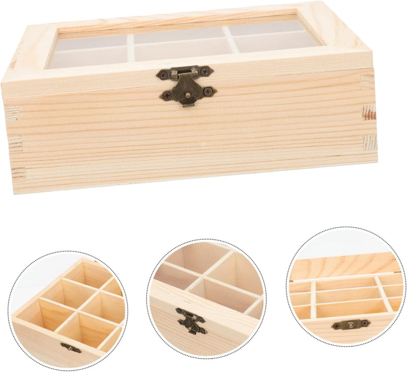 YARNOW Wooden Display Stand Wooden Stand Wood Display Stand Tea Chest Organizer Section Tea Bag Box Bamboo Tea Box Organizer Coffee Sugar Box Tea Organizer for Tea Bags Tea Storage Drawer