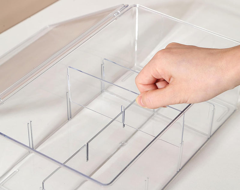 PPLive Stackable Drawer Organizer - 8 Sections for Snacks, Tea, and More - Clear Lumiere Collection