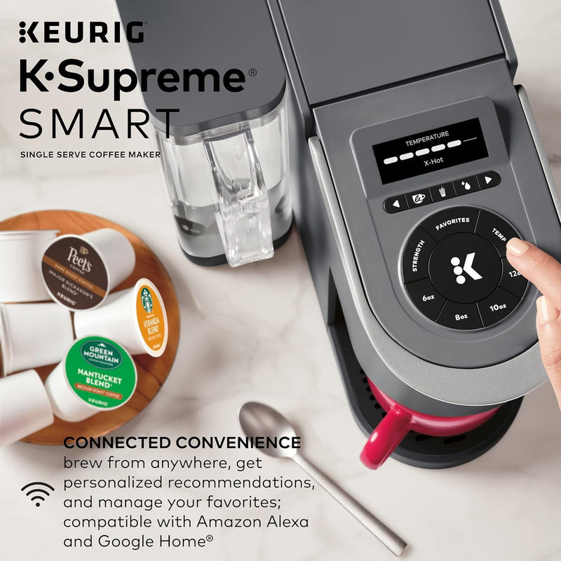 Keurig K-Supreme SMART Coffee Maker, MultiStream Technology, Brews 6-12oz Cup Sizes, Gray