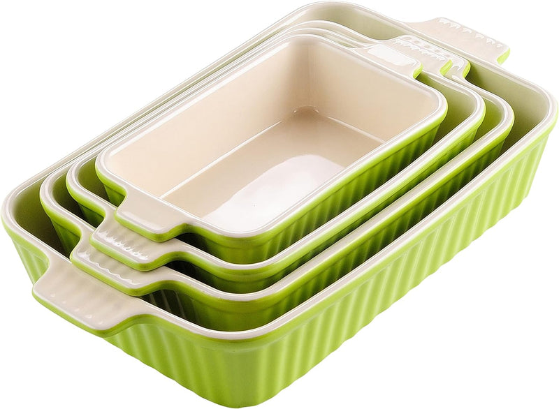 MALACASA Bakeware Set of 4, Porcelain Baking Pans Set for Oven, Casserole Dish, Ceramic Rectangular Baking Dish Lasagna Pans for Cooking Cake Kitchen, Orange(9.4"/11.1"/12.2"/14.7"), Series BAKE.BAKE