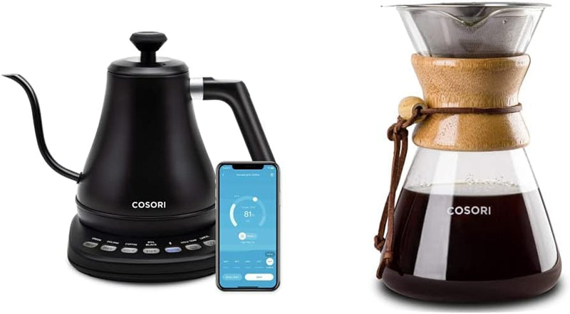 COSORI Electric Gooseneck Kettle with 5 Variable Presets, 100% Stainless Steel Inner Lid & Bottom, 0.8L, Pour Over Coffee Maker with Stainless Steel Filter, 34oz