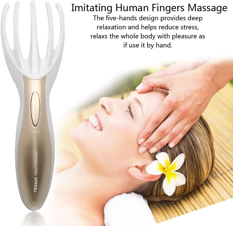 Electric Head Massager Neck Massage Octopus Scalp Stress Relax Spa Therapy Healing, Soft Resin Finger Gripper Claw Electronic Head Spa Vibration Scalp Massage Tool