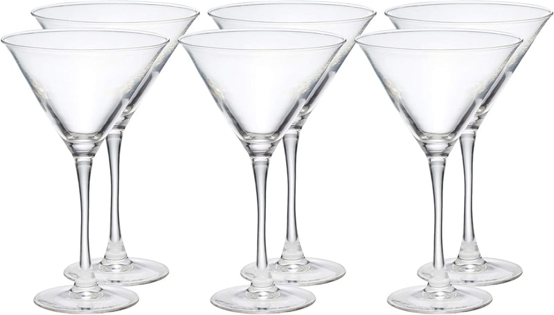 Amazon Basics Chelsea Martini Glass Set, 10-Ounce, Set of 6, Clear