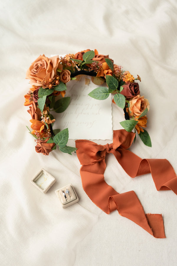 Sunset Terracotta Bridal Flower Crown