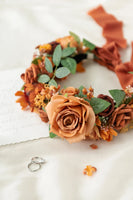 Bridal Flower Crown in Sunset Terracotta