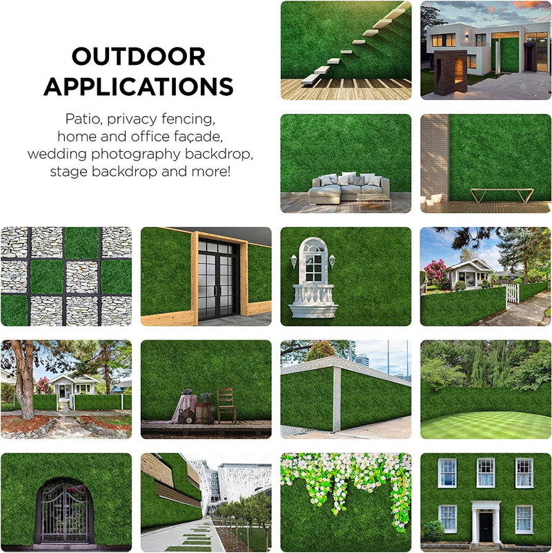 Artificial Grass Wall Panels - Pack of 12 UV Protected for IndoorOutdoor Decor - Fence Covering for Backyard Privacy