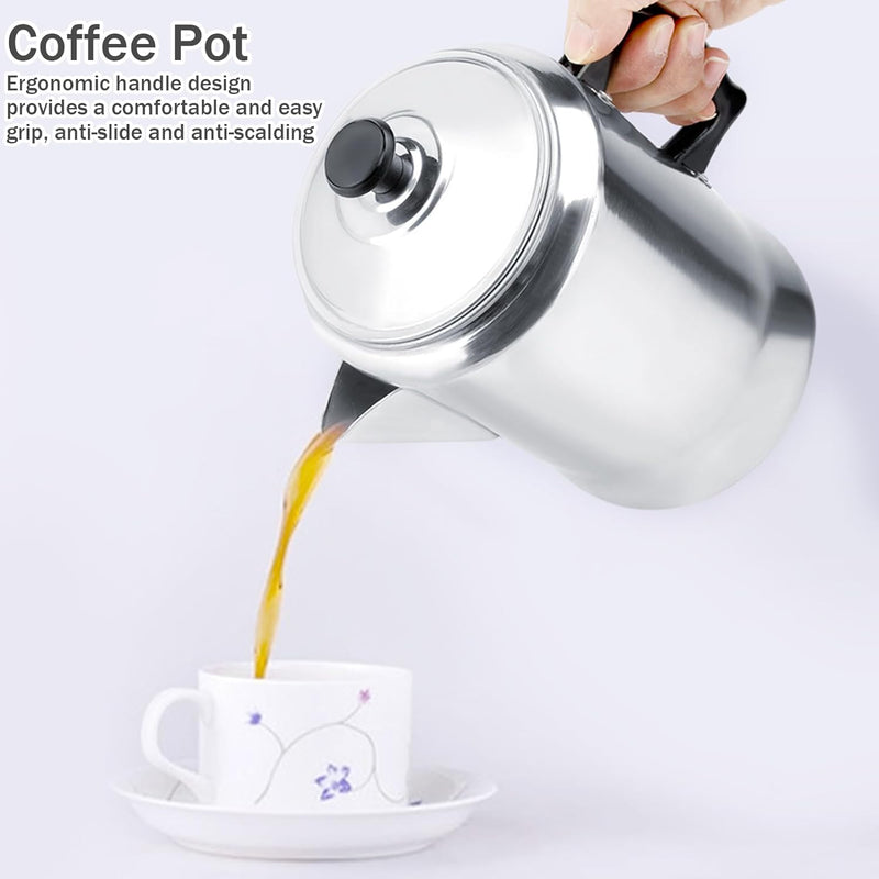 Serlium Aluminum Alloy Coffee Percolator Coffee Maker Pot Percolator Tea Kettle Stove Top Coffee Percolator with Lid for Home Outdoor