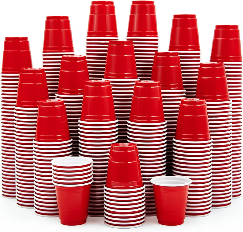 Lilymicky 300 PACK 2 oz Plastic Shot Glasses, Red Disposable Shot Cups, Mini Red Shot Cups, 2 oz Party Cups for Christmas Party