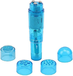 Finever Mini Massager Handheld with 4 Heads Pocket Pen for Face, Neck, Head,Back and Shoulder (1PC Blue)