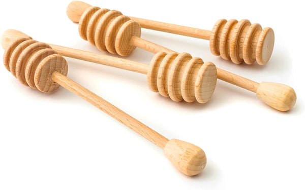 tuuli kitchen – Wooden Honey Dipper, Set of 4 Beechwood Stir Sticks for Syrups, Melted Chocolate and More, Honey Stirrers for Tea, Wooden Sticks for Crafts and Props, 6 inches