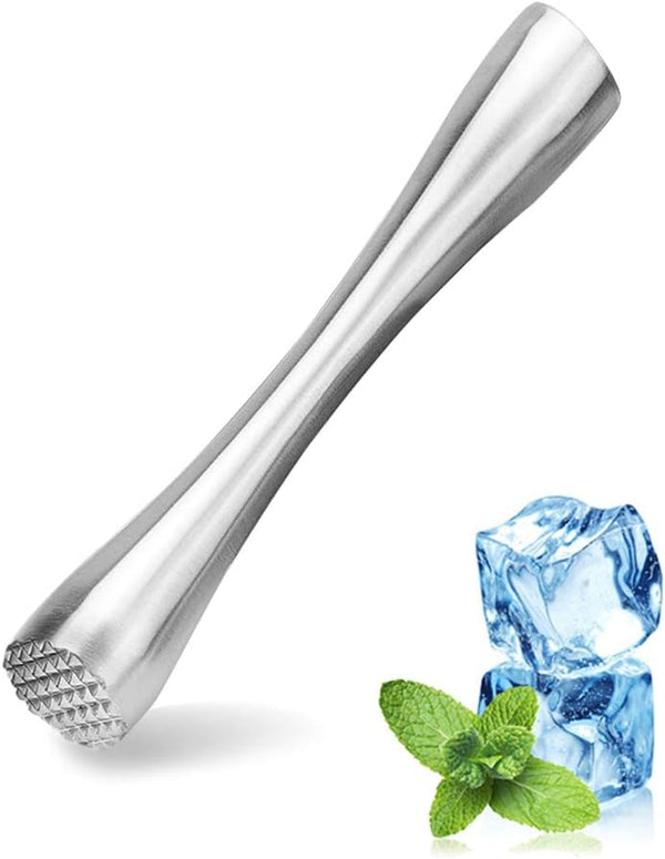 8" Muddler for Cocktails, Professional Stainless Steel Muddler for Old Fashioned Bitters, Creating Mojitos, Margaritas, Mint & Fruit Based Drinks- Ideal Home Bar, Bartender, Kitchen Masher Tool