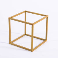 2 Pack 8" Square Gold Wedding Flower Stand Metal Column Stand Geometric Cube Vase