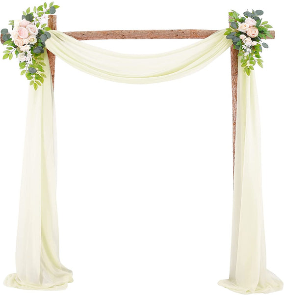 Wedding Arch Draping Fabric, 1 Panel 28" X 19Ft Wedding Arch Drapes Sheer Backdrop Curtain for Wedding Ceremony Party Ceiling Decor (Ivory)