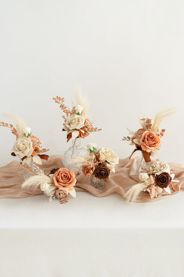 Mini Flower Centerpiece Set in Rust  Sepia