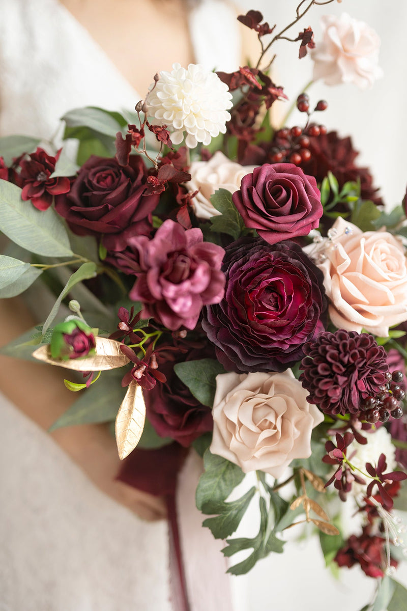 Romantic Marsala Bridal Bouquet - Deluxe Free-Form