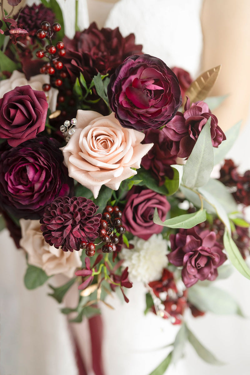 Romantic Marsala Bridal Bouquet - Deluxe Free-Form