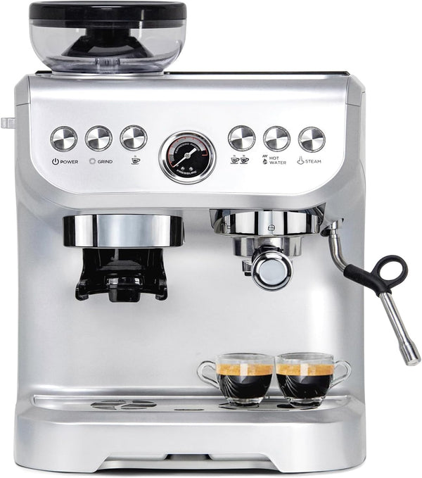 MIROX Espresso Coffee Maker With Grinder For Home, 2000ML Water Tank&1450w and ABS Housing Combo Coffee Latte Maker Cappuccino Machine With Milk Frother Latte Macchiato Cuppuccino Machines