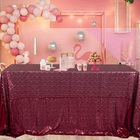 Sequin Tablecloth Rectangle 60''X102'' Burgundy Table Overlay Glitter Table Cloth for Parties Wine Banquet Table Cover Shimmer Cake Table Linen Sparkly Sequin Fabric Tablecloth for Wedding Receptions
