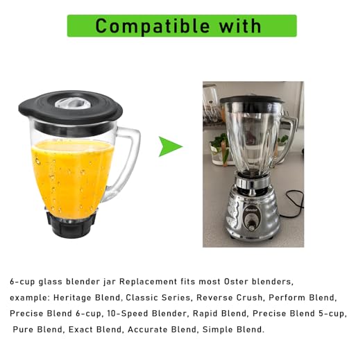 6 Cup Glass Jar Replacement for Oster and Osterizer Blender - With Ice Blade and Accessory Kit