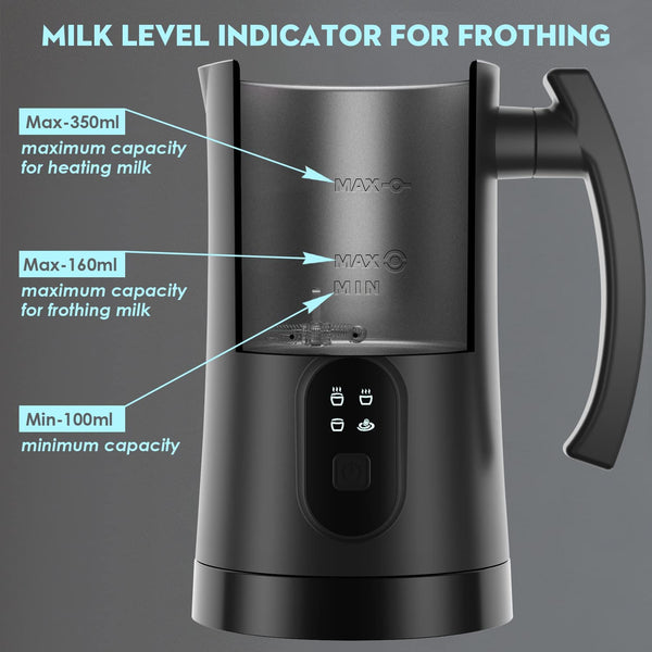 Electric Milk Frother, 4 in 1 Milk Steamer,11.8oz/350ml Automatic Warm and Cold Foam Maker for Coffee,Latte, Cappuccino, Macchiato, Hot Chocolate