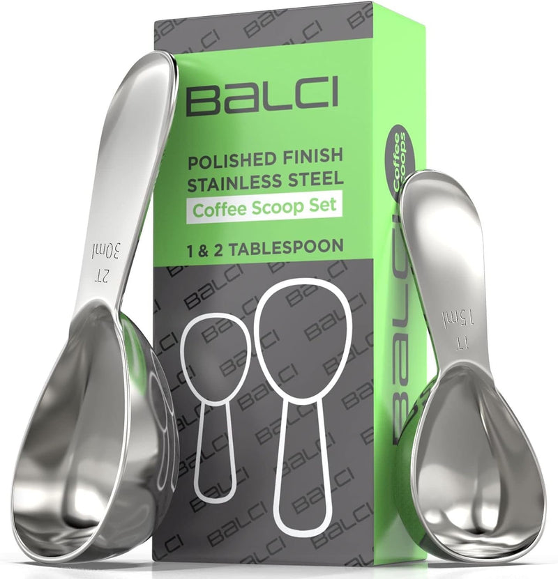 BALCI - Stainless Steel Coffee Scoop (2 Tablespoon Scoop) Exact Measuring Spoon for Coffee, Tea, Sugar, Flour and More! …