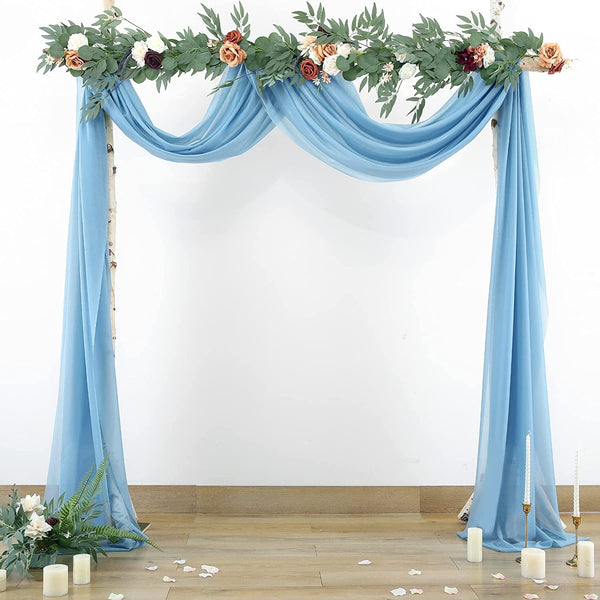 Wedding Arch Draping Fabric - Dusty Blue Sheer Backdrop Curtains 6 Yards - Ceremony and Reception Decor