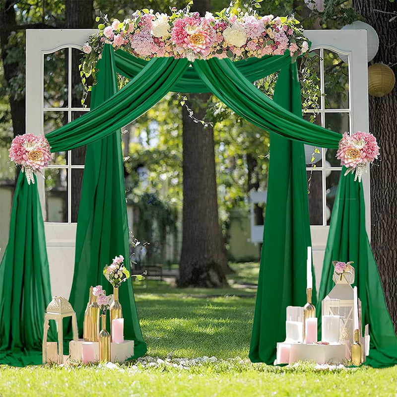 18FT Emerald Green Chiffon Wedding Arch Draping Fabric for Backdrop Decoration