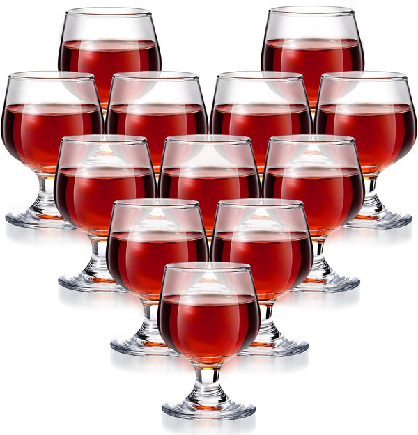 Cute Shot Glasses Mini Glass Snifters Cognac 1.7 oz Glasses Brandy Snifter Mini Wine Glasses Glass Dinnerware Set for Whiskey Juice Vodka Sherry Champagne Brandy Wine Party Supplies (12 Pieces)