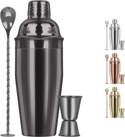 Large 24oz Cocktail Shaker Set, Stainless Steel 18/8 Martini Mixer Shaker with Built-in Strainer, Measuring Jigger & Mixing Spoon, Professional Martini Shaker Set, Perfect for Bartender and Home Use