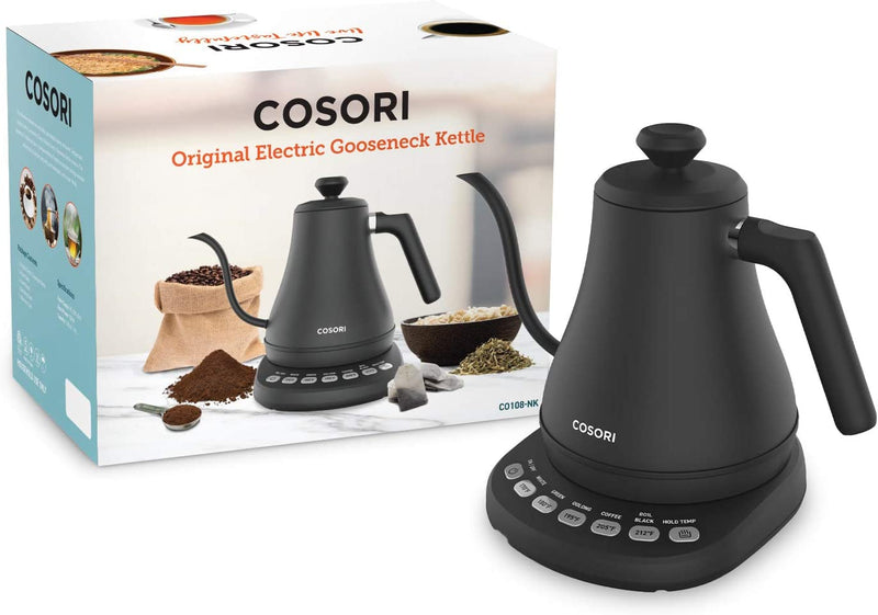 COSORI Electric Gooseneck Kettle with 5 Temperature Control Presets, Pour Over Kettle for Coffee & Tea, Hot Water Boiler, 100% Stainless Steel Inner Lid & Bottom, Christmas Gifts, 1200W/0.8L